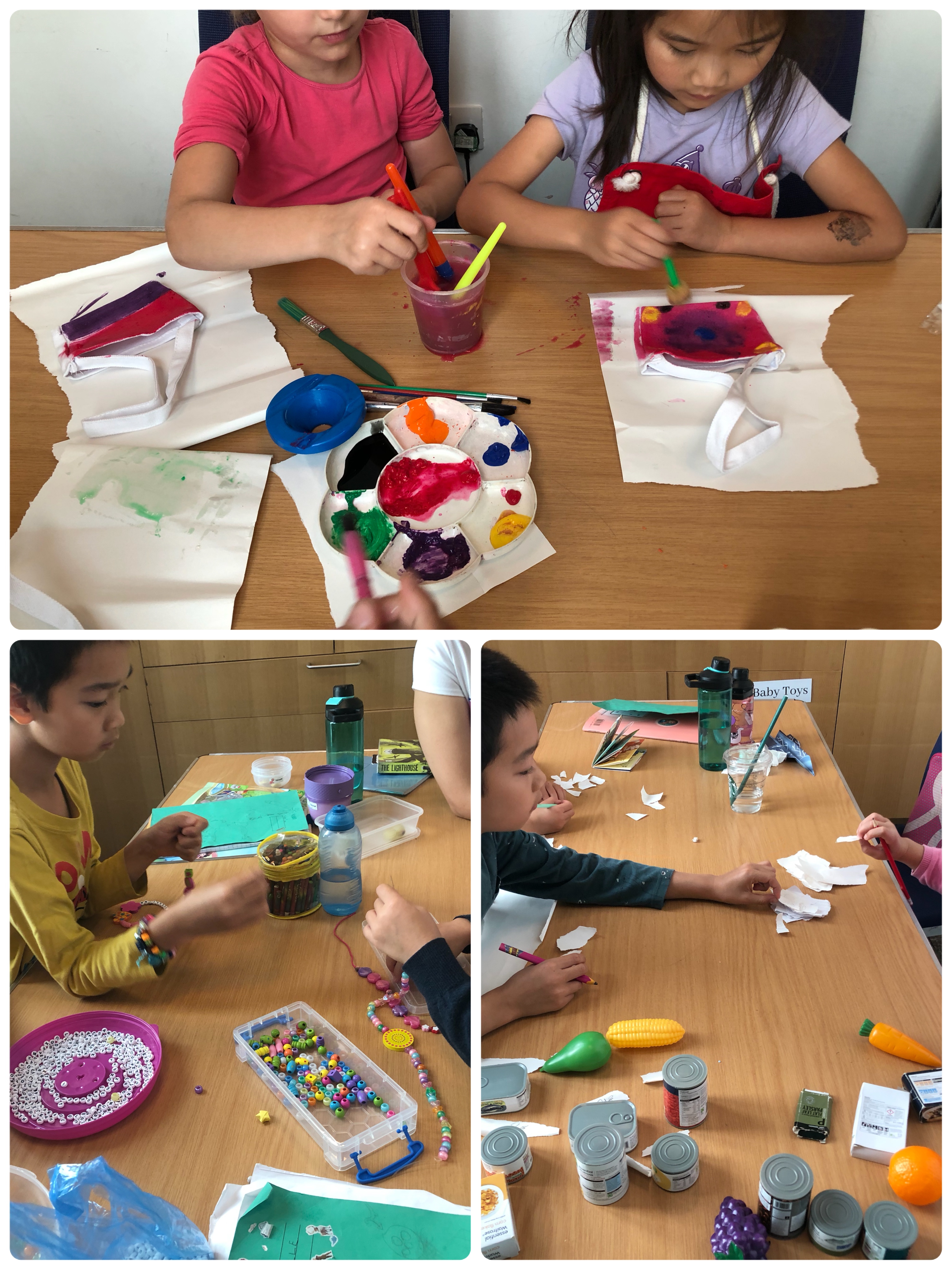 在這堂中文課中，學生們學習了如何用中文進行買賣對話，模擬了在市場或商店裡購物的場景。他們扮演買家和賣家，運用學到的中文詞彙和句型來進行交易，比如詢問價格、討價還價和支付款項。同時，課程還結合了藝術活動，學生們設計和製作了自己的商品，這不僅讓他們熟悉了購物相關的中文表達，還激發了他們的創造力，讓學習過程變得生動有趣。