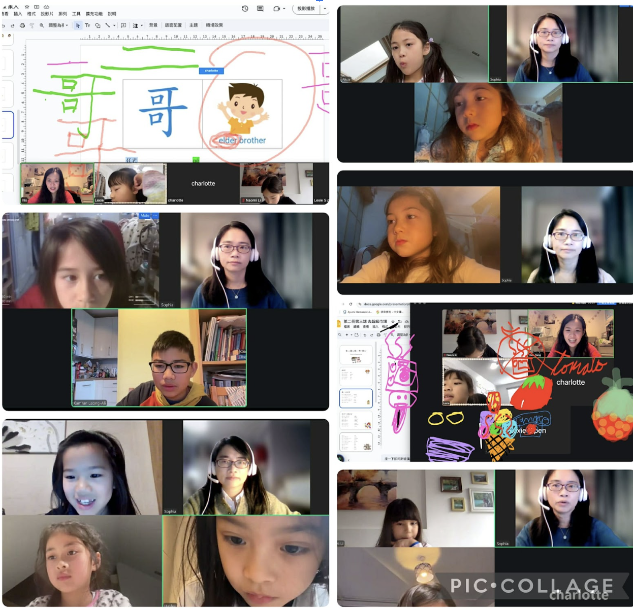 老師運用線上聽、說、讀、寫的教學方法，使學生在課堂上能以有趣的方式學習中文。