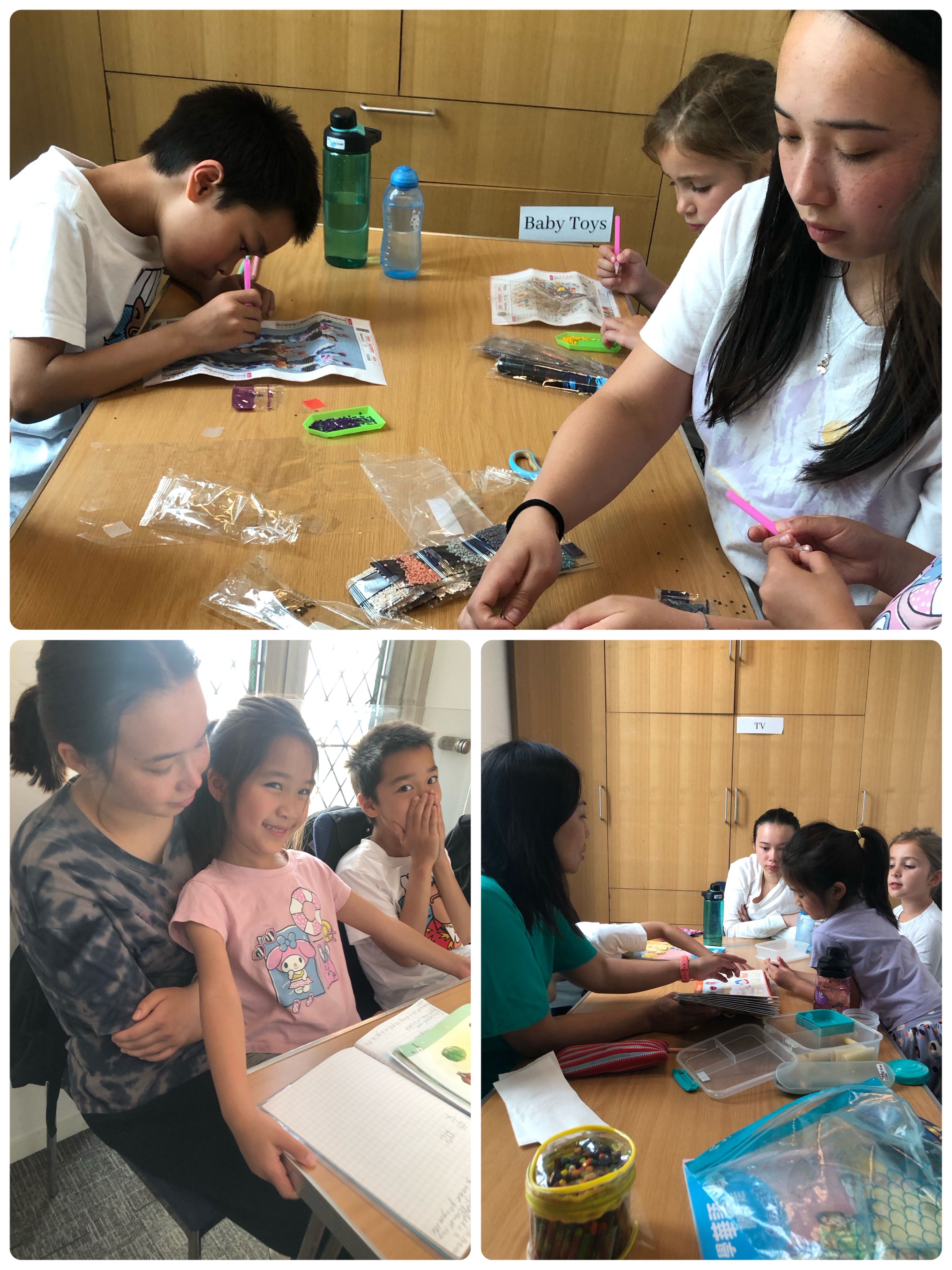 小朋友們上了中文課和美術課。他們在中文課上學習了新詞彙，在美術課上創作了精彩的作品。大家都學得很開心。