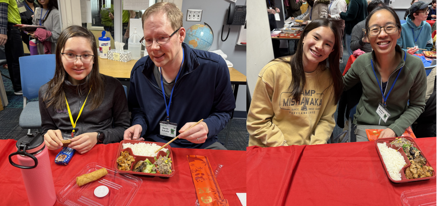 三年級的兩位學員凱文和秀儀帶就讀高中的女兒來宣導餐會想了解青少年暑假英語服務營隊的機會