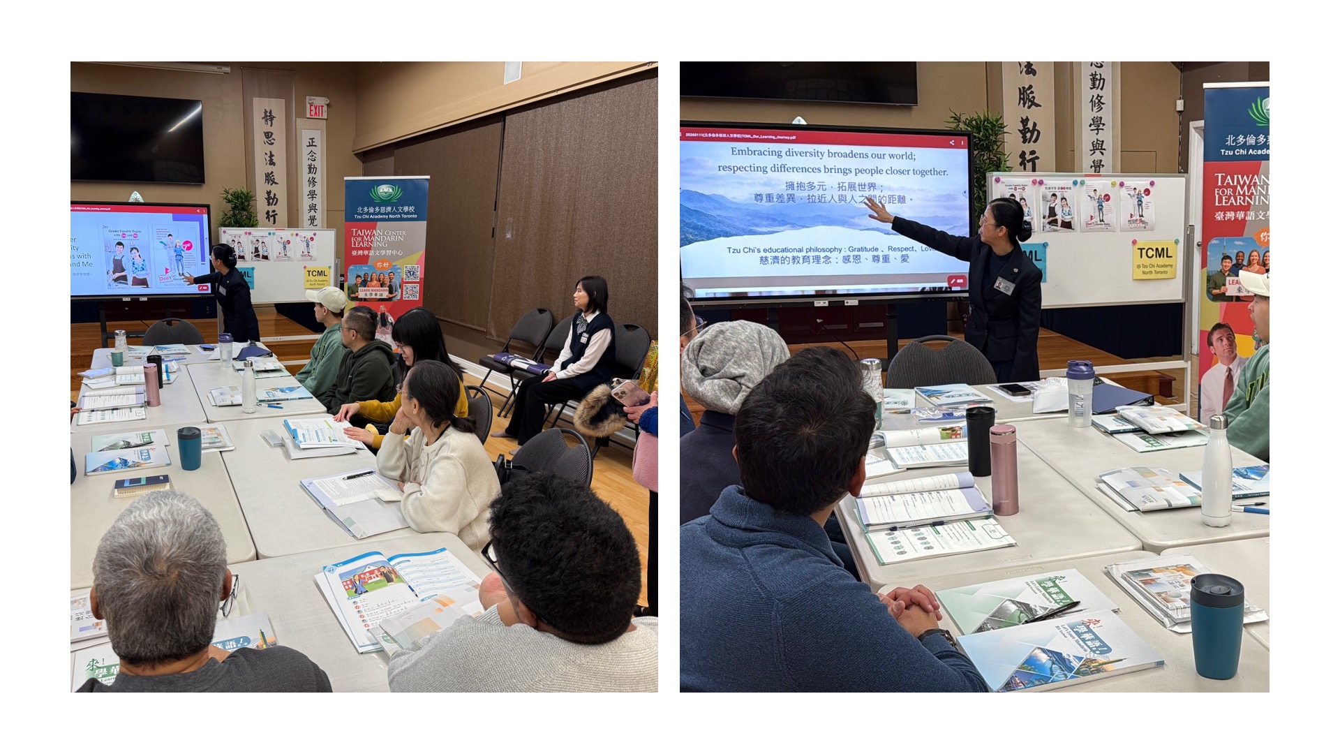 黃淑珍校長指出學員來自多族裔，同時也提醒大家尊重性別和擁抱多元平等