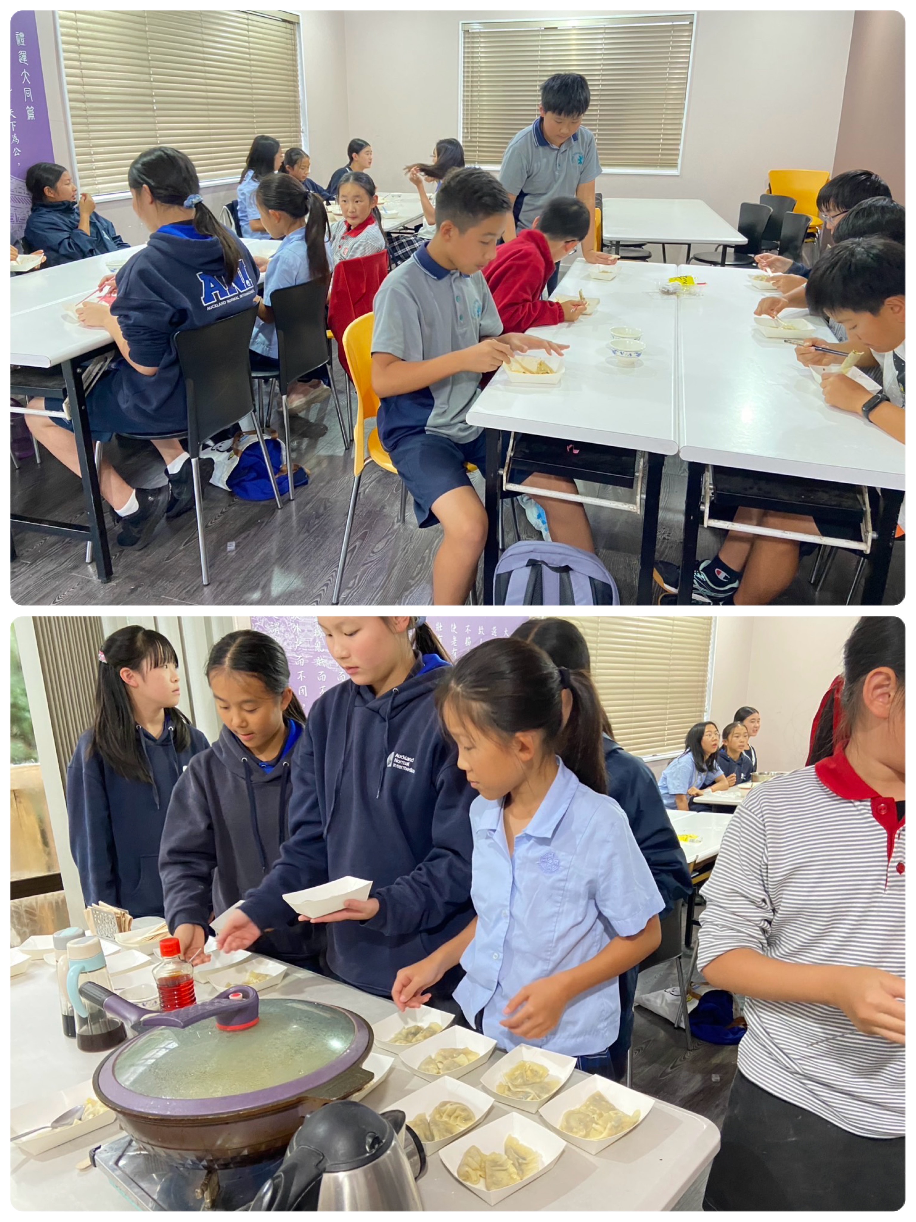 開始享用自己製作的水餃