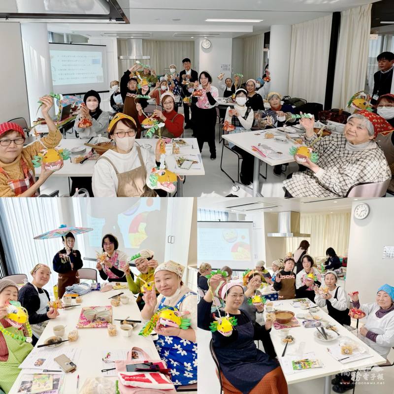 大家手持自己的燈籠作品合影，紀錄溫馨瞬間