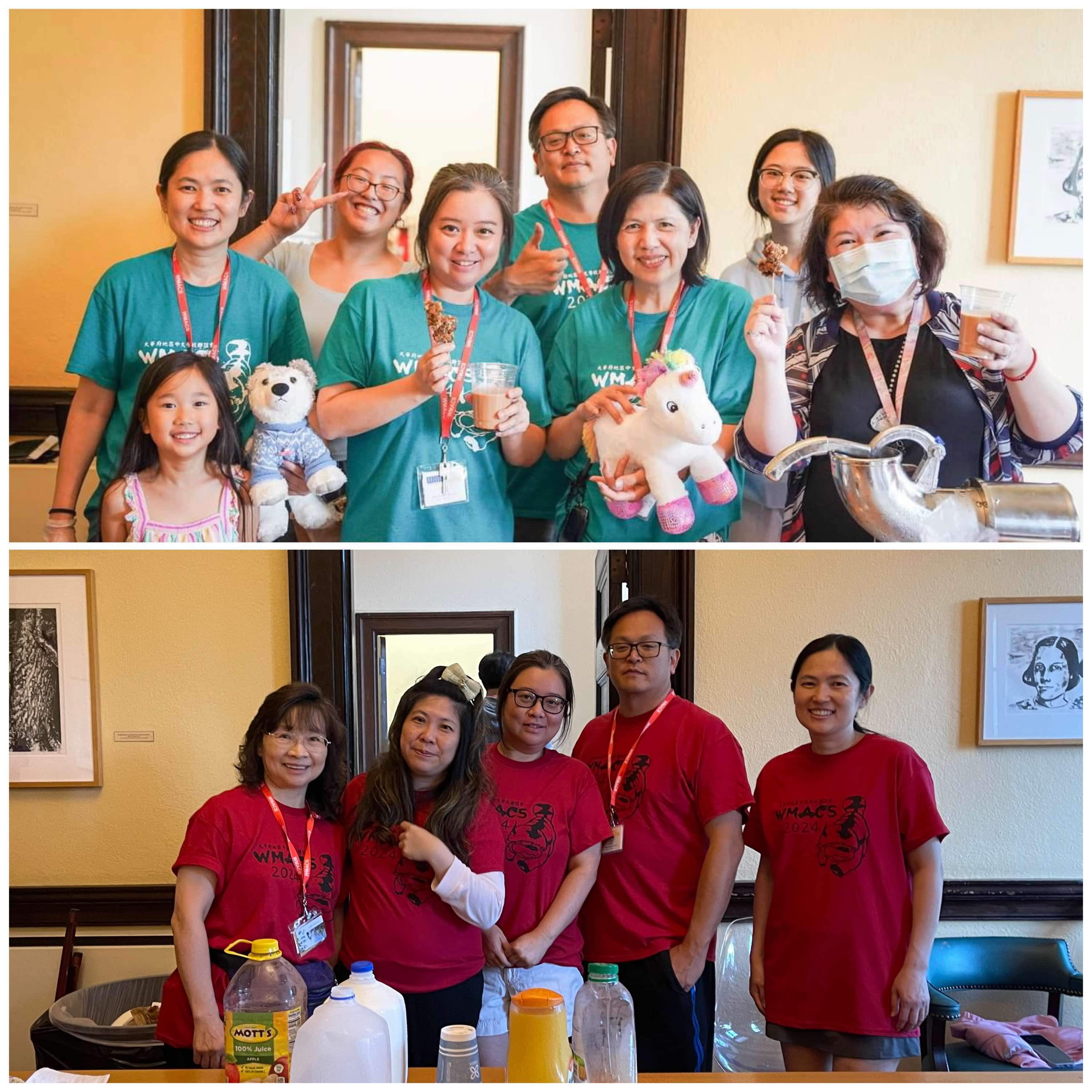 辛苦駐營的WMACS工作團隊（上圖左起：劉瑞婷、李中慧、唐伯禹、黎秀桂）及前來支援的志工 （上圖右1：汪良元，下圖左1、2: 葉金珠、楊雯君）