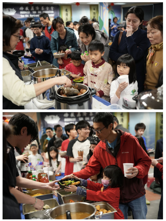 全校師生與家長共享蔬食Potluck餐會，在溫馨交流中迎接馬年新春。