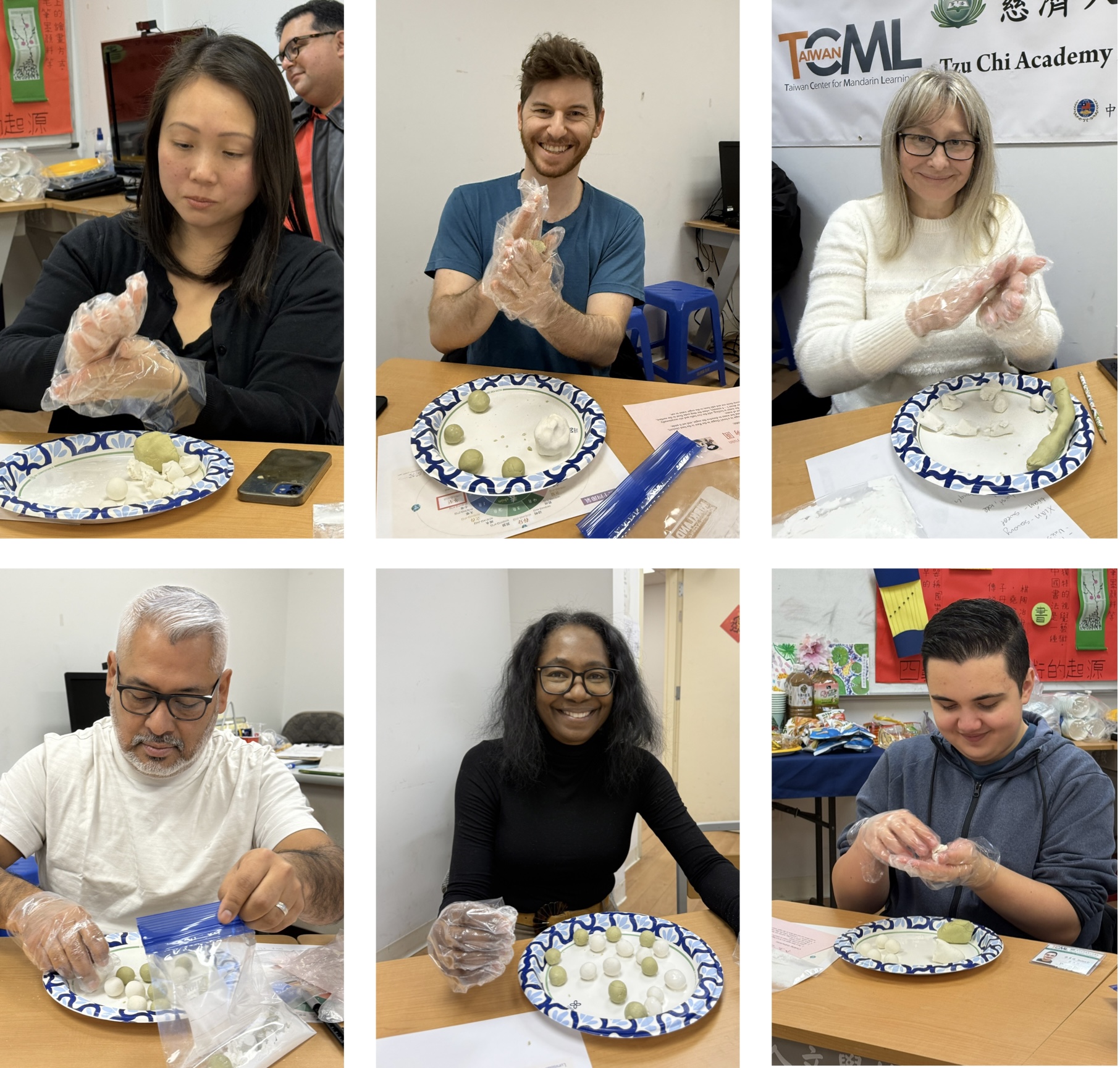 學員們開心地體驗搓湯圓，每顆湯圓都白胖可愛。