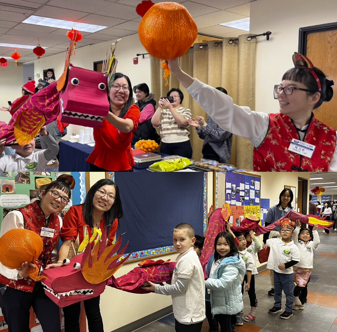 賴筱雯帶領家長志工與注音小朋友的舞獅表演。