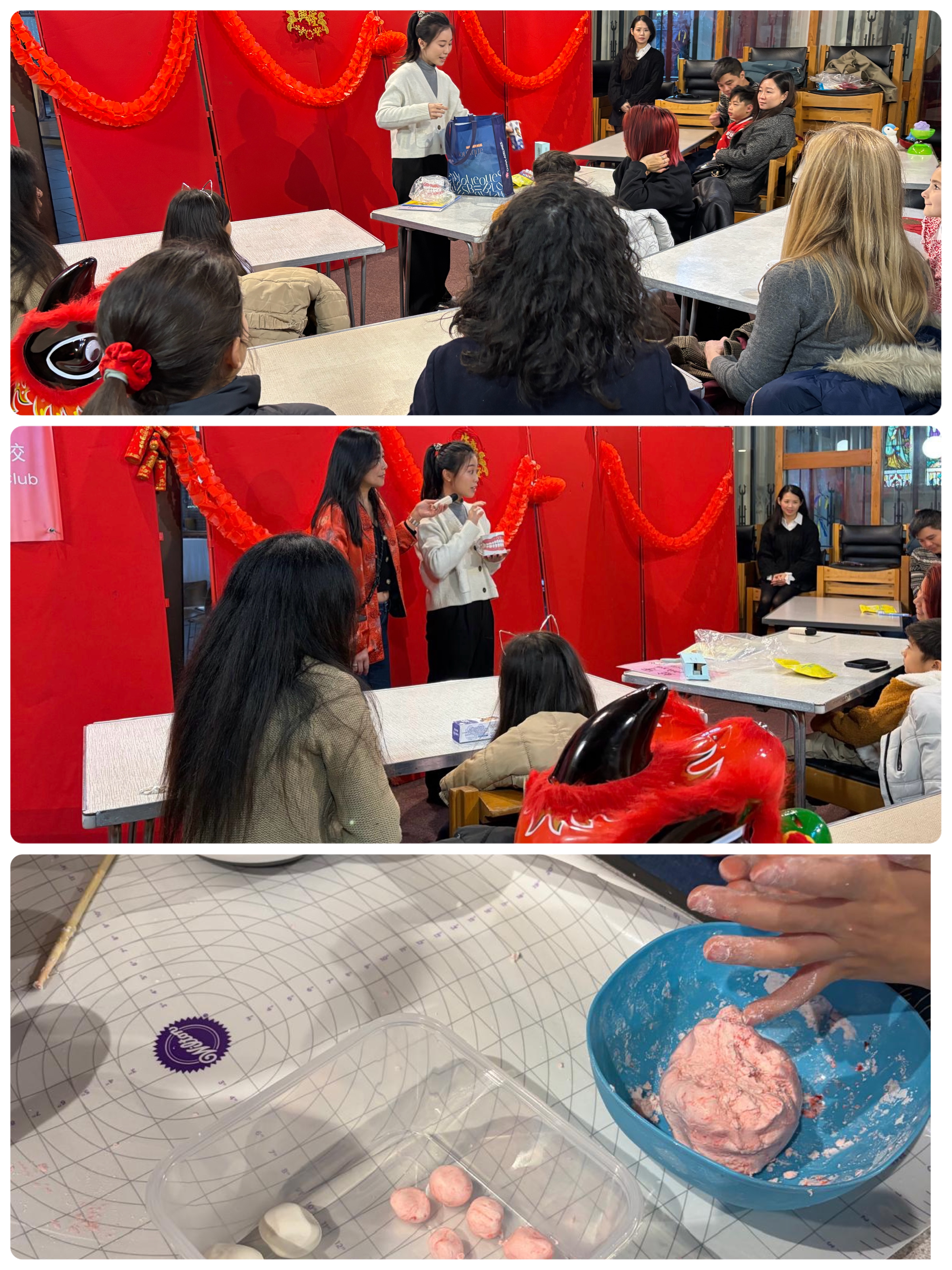 學生們表演了年獸故事劇，並親手製作湯圓，透過表演與動手體驗，加深了對春節文化的理解。
